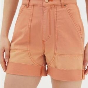 BDG Urban Outfitters Kiara Shorts Utility Ombre Orange Raw Hem Cuff Flat Front L